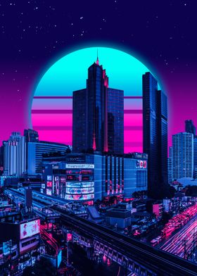 Neon lit city