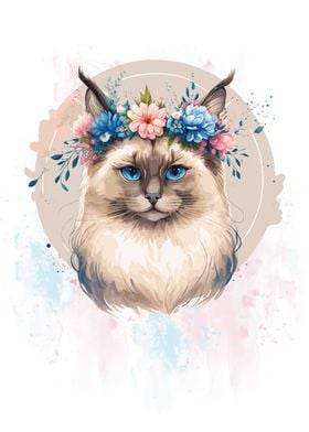 Cute Birman Cat Painting