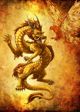 Golden Dragon and Phoenix