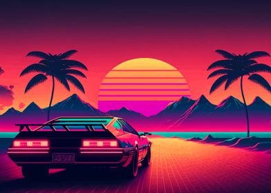 retro neon sunset drive