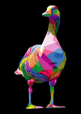 Colorful duck on pop art