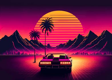 retro neon sunset