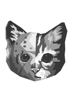 Mask Cat Grayscale Art