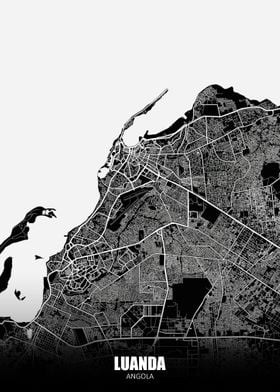 Luanda Angola Dark Map