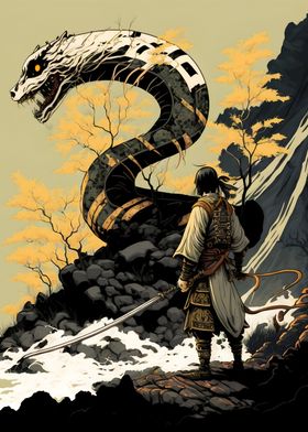 Samurai vs Giant Snake