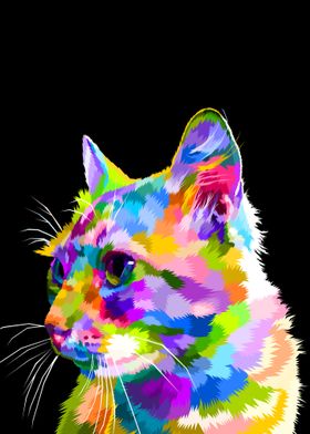 Colorful cats face