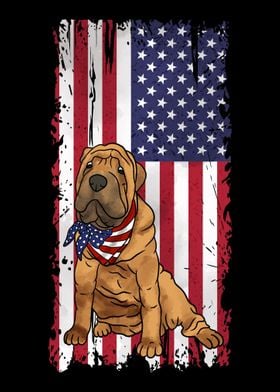 Shar Pei American Flag