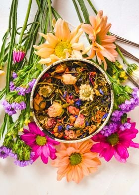 Colorful flower tea