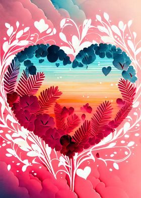 PaperCut Water Color Heart