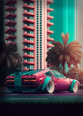 80s Miami Vice Car Poster