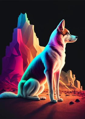 Dog and the Colorful Mount