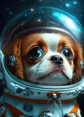 Cute little astronaut dog