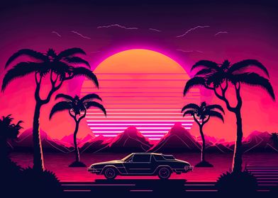 Bestseller neon retro car