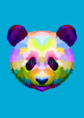 Colorful panda head