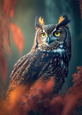 Owl looks into the Forest