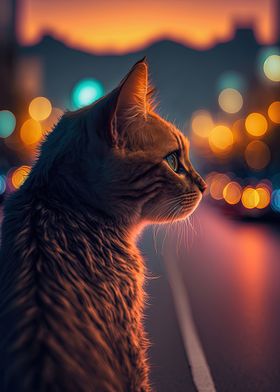 Cat looks at the Street