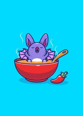 Cute Bat Relax On Soup 