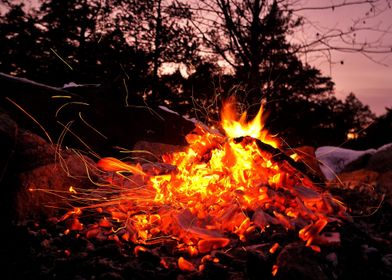 Sparks from a campfire