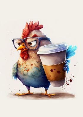 chicken holding a cup