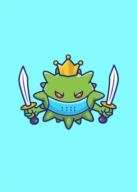 King Virus Holding Swords 