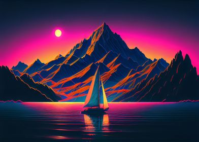 Synthwave Sailing Ship 54