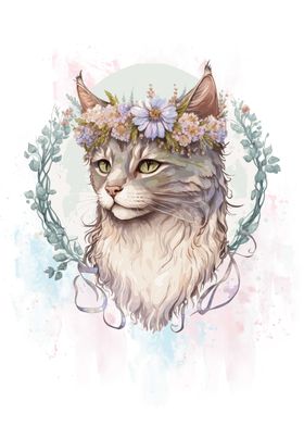 Cute La Perm Flower Cat