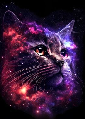 Galaxy Cat' Poster by Hasnaa Art | Displate