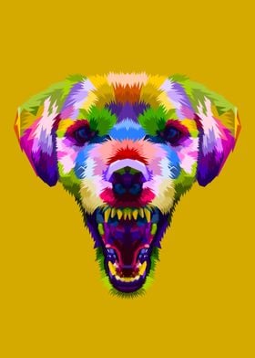 Angry colorful dog head