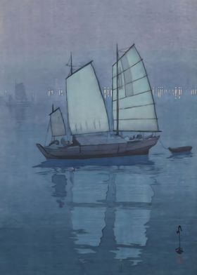 Ukiyo e Sailing Boat