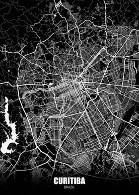 Curitiba Brazil Dark Map