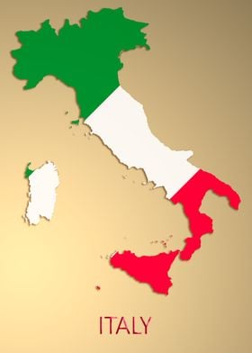 Italy flag map minimalist 