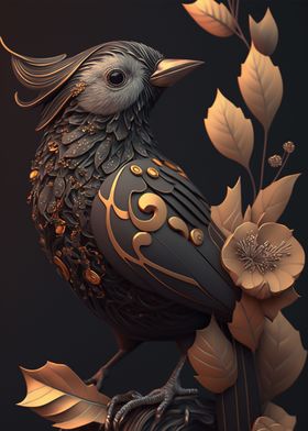 Fantasy Bird with Flower