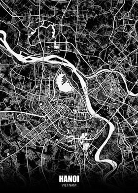 Hanoi Vietnam Dark Map