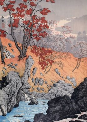 Ukiyo e Red Leaves