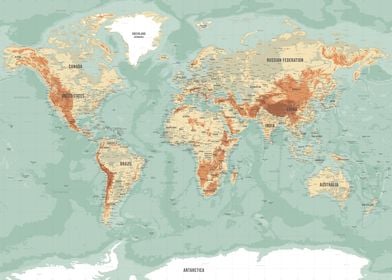 Topographic World Map