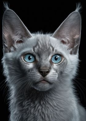 Grey Cat with Blue Eyes