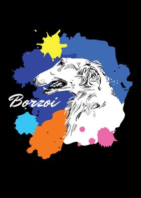 Borzoi Borzoi Colorful Dog