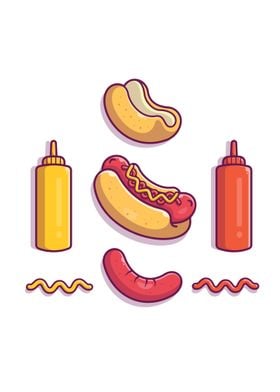 Hot dog Set Cartoon