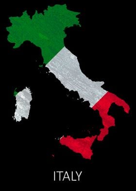 Italy map flag on black