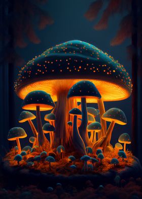 Fluorescent fungus forest