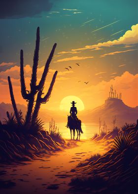 Silhouette of a cowboy