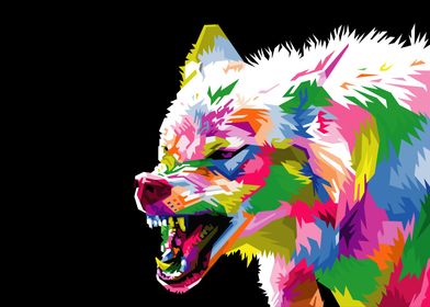 Colorful wolf in pop art