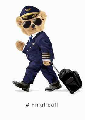 bear doll in airline pilot