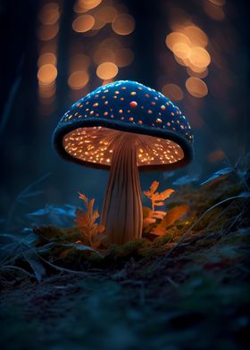 Mushrooms Forest Glowing