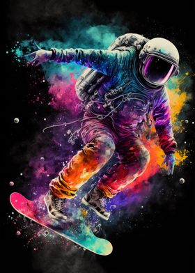 Astronaut Skating in Space