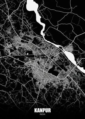 Kanpur India Dark Map