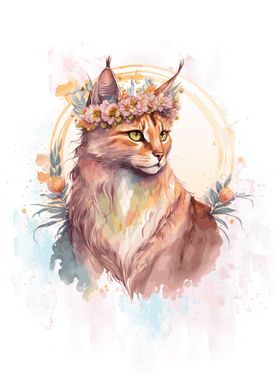 Watercolor Somali Cat Art