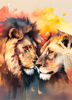 Majestic Love Lion Couple