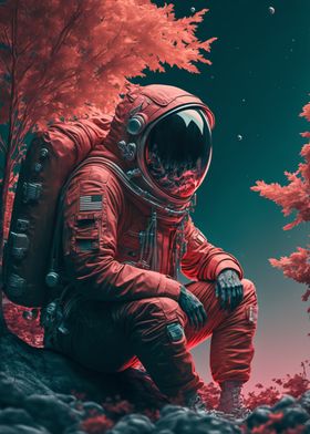 Astronaut and Sakura Tree