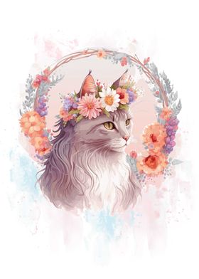 Turkish Angora Flower Cat